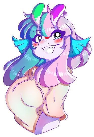 Furry en bust aux cheveux court en carré rose et bleu